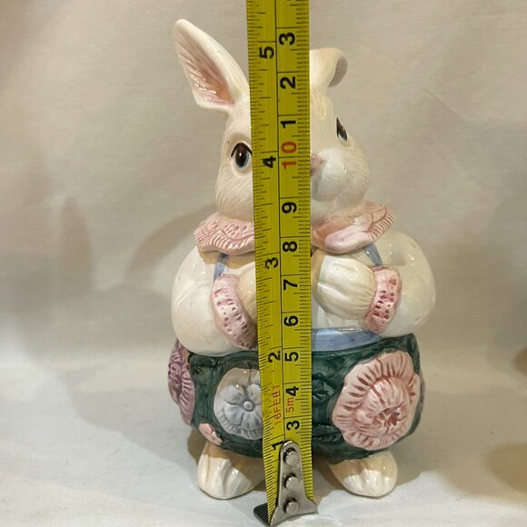 VTG 1991 Fitz Floyd Ceramic Bunny Rabbit Lidded Jam Jar Spring Easter Taiwan - Picture 3 of 8